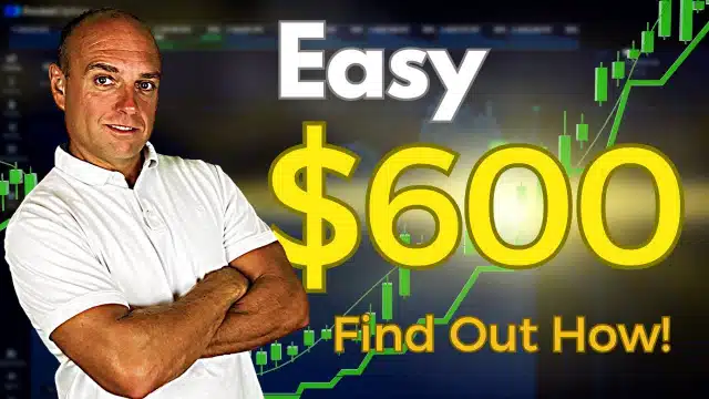 David is wearing a white shirt. Text on Image says Easy $600. Find out more. It is about trading binary options.