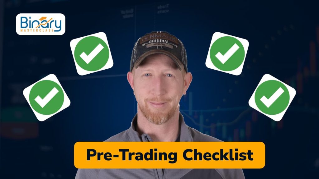 Picture of Jason with green checkmarks around him. This symbolizes a pre trading checklist for binary options trading